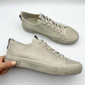 All Saints Base Low Top Leather Sneakers Riggs Chalk Beige Cream Shoe 42 / 9